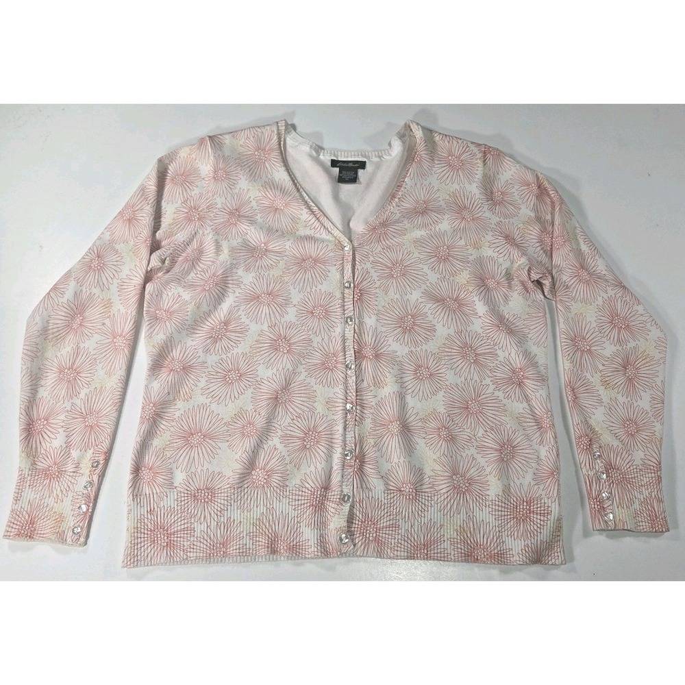 Eddie Bauer Women's Size XL Cardigan Sweater Button Front  Spring Summer Floral